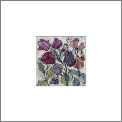 Sweet Peas - small original Batik painting.