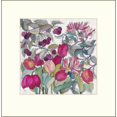 Tulips, Honeysuckle + Cherries - Original Batik Painting