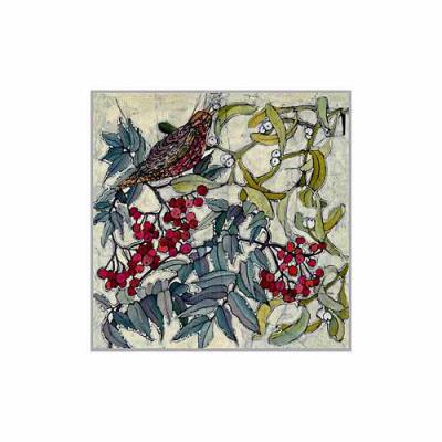 Rowan , Bird and Mistletoe. Original Batik painting.