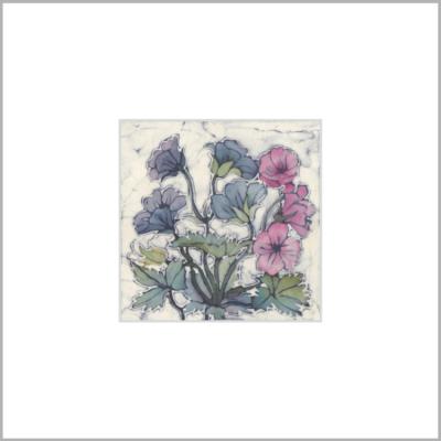 Cranesbill  Geranium - small Batik painting.