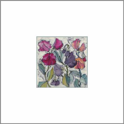 Sweet Peas - small original Batik painting.