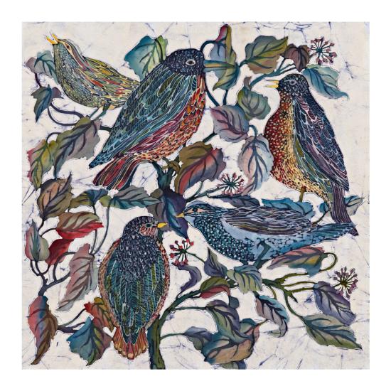 Birds in a Tree - Signed Giclee print of a Batik by Jane Hickman.